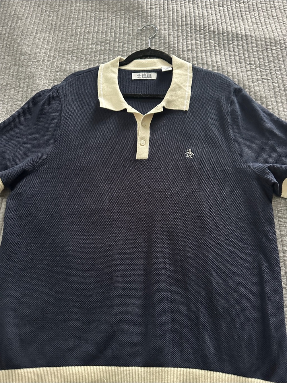 Original Penguin Navy Polo with Cream Trim
